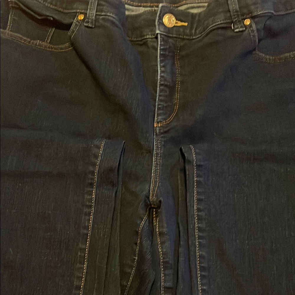 Dark Denim Jeans with Gold Accents